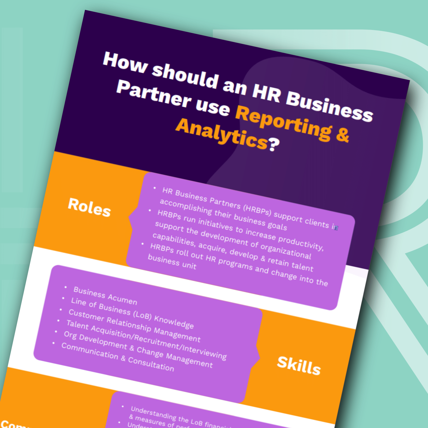 How should an HRBP use reporting and analytics infographic cover